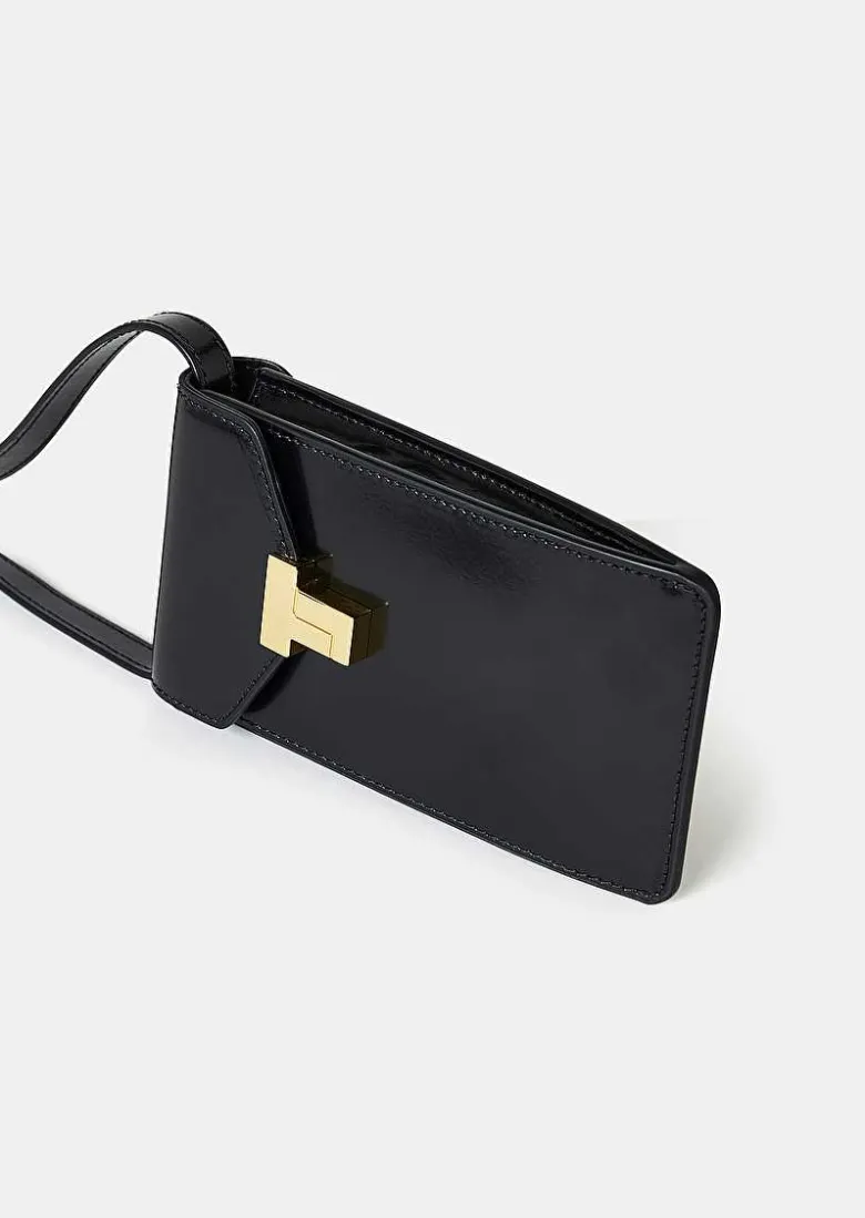 TARA JARMON 8 Bis Black Leather Clutch Discount