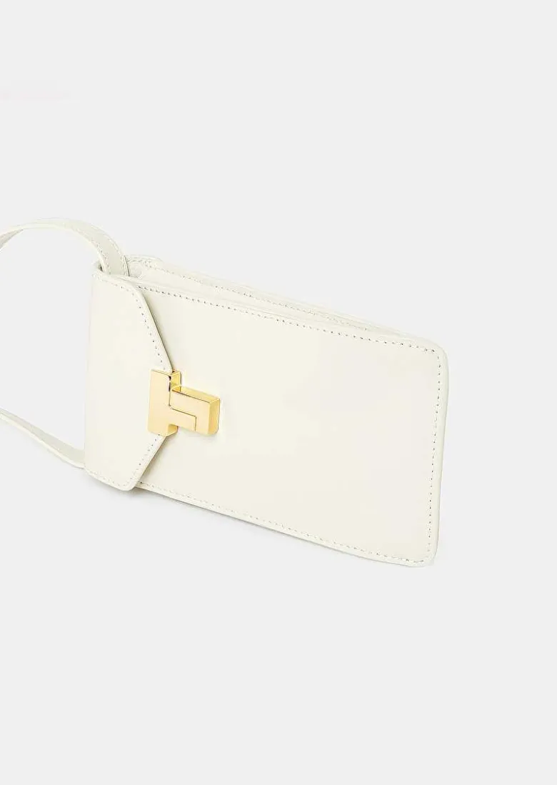 TARA JARMON 8 Bis Ecru Leather Clutch Flash Sale