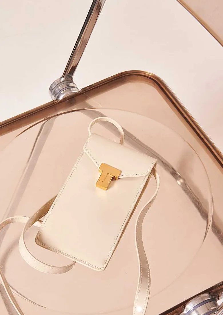 TARA JARMON 8 Bis Ecru Leather Clutch Flash Sale