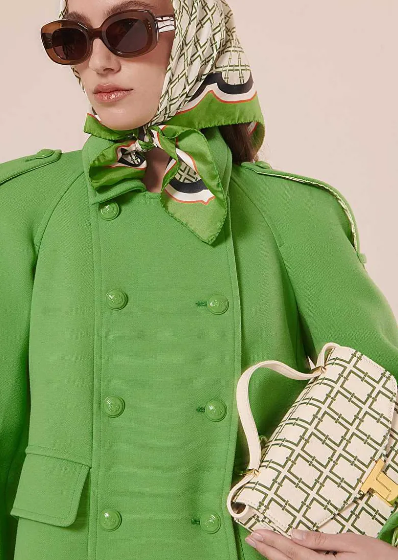 TARA JARMON 8 Bis Ecru With Green Graphic Design Bag Cheap
