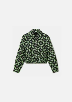 TARA JARMON Balthazar Midnight Blue With Green Graphic Design Jacket Sale