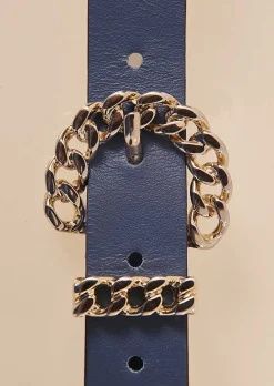 TARA JARMON Bella Blue Leather Belt Hot