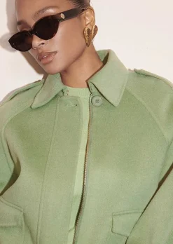 TARA JARMON Bethy Green Double-Sided Wool Jacket Best Sale