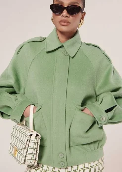 TARA JARMON Bethy Green Double-Sided Wool Jacket Best Sale