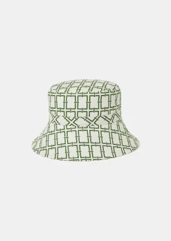 TARA JARMON Bob Ecru With Green Graphic Desing Bucket Hat Outlet