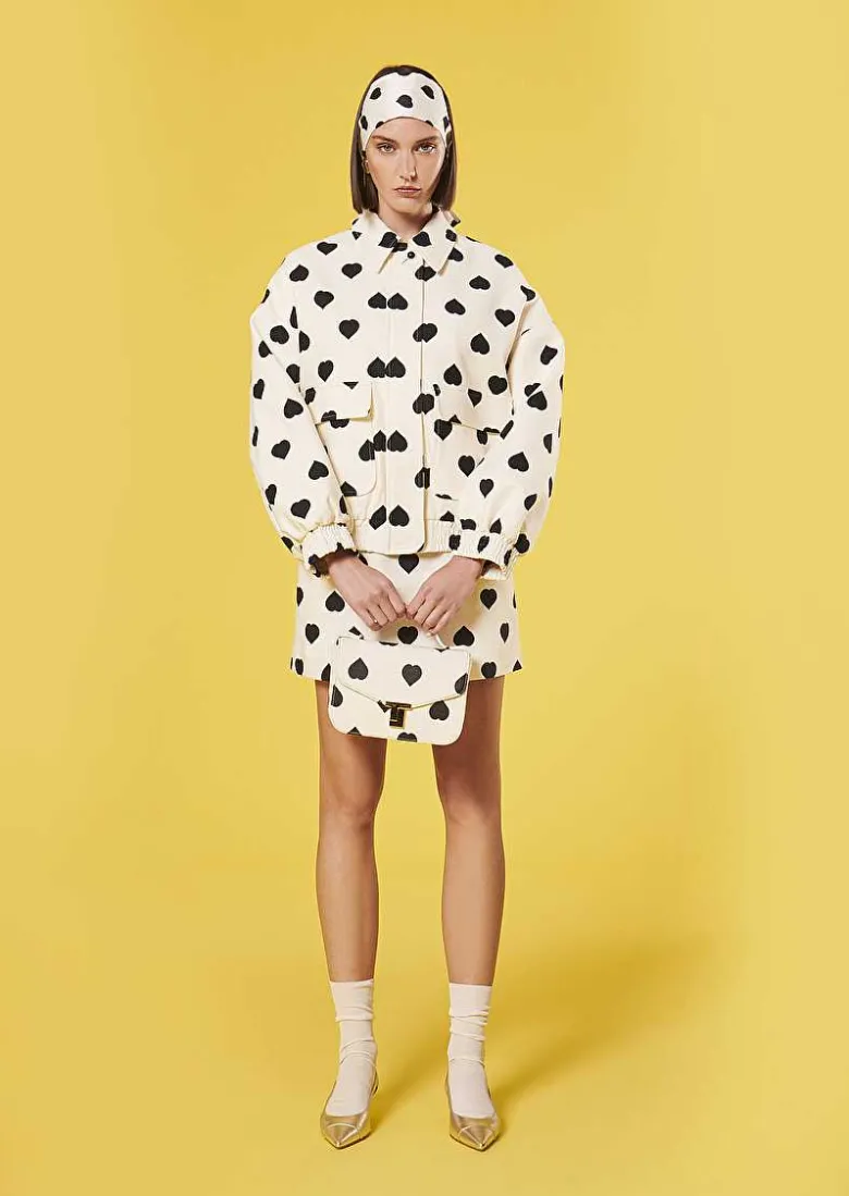 TARA JARMON Bobby Ecru With Black Polka Hearts Jacket Outlet
