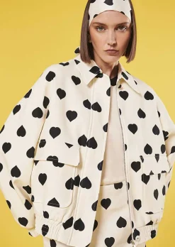 TARA JARMON Bobby Ecru With Black Polka Hearts Jacket Outlet