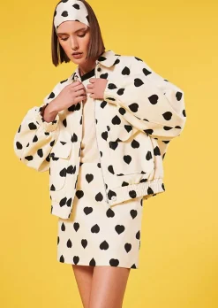 TARA JARMON Bobby Ecru With Black Polka Hearts Jacket Outlet