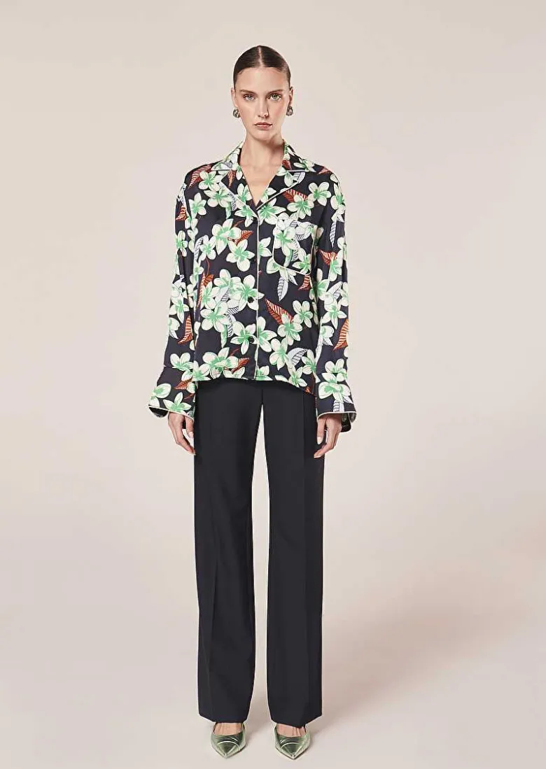 TARA JARMON Calvi Midnight Blue Flower Printed Shirt Online