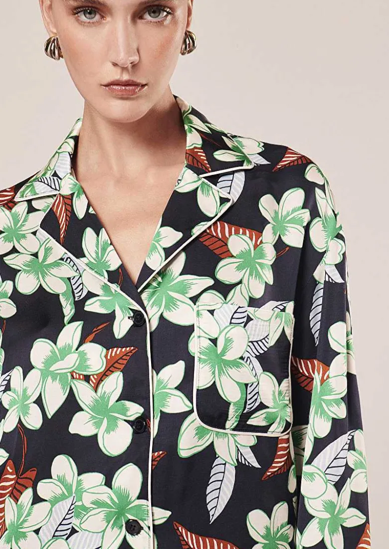 TARA JARMON Calvi Midnight Blue Flower Printed Shirt Online