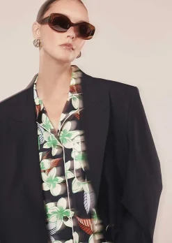 TARA JARMON Calvi Midnight Blue Flower Printed Shirt Online