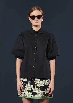 TARA JARMON Calypso Midnight Blue Poplin Shirt Cheap