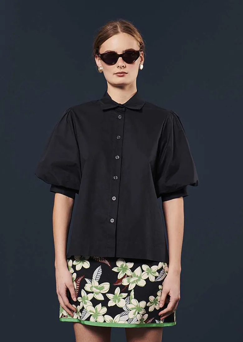 TARA JARMON Calypso Midnight Blue Poplin Shirt Cheap