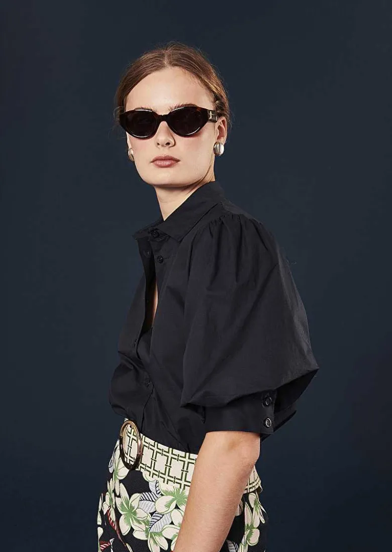 TARA JARMON Calypso Midnight Blue Poplin Shirt Cheap