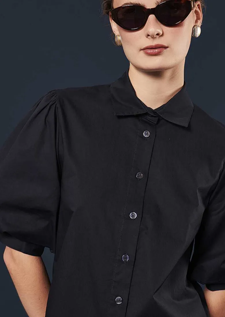 TARA JARMON Calypso Midnight Blue Poplin Shirt Cheap