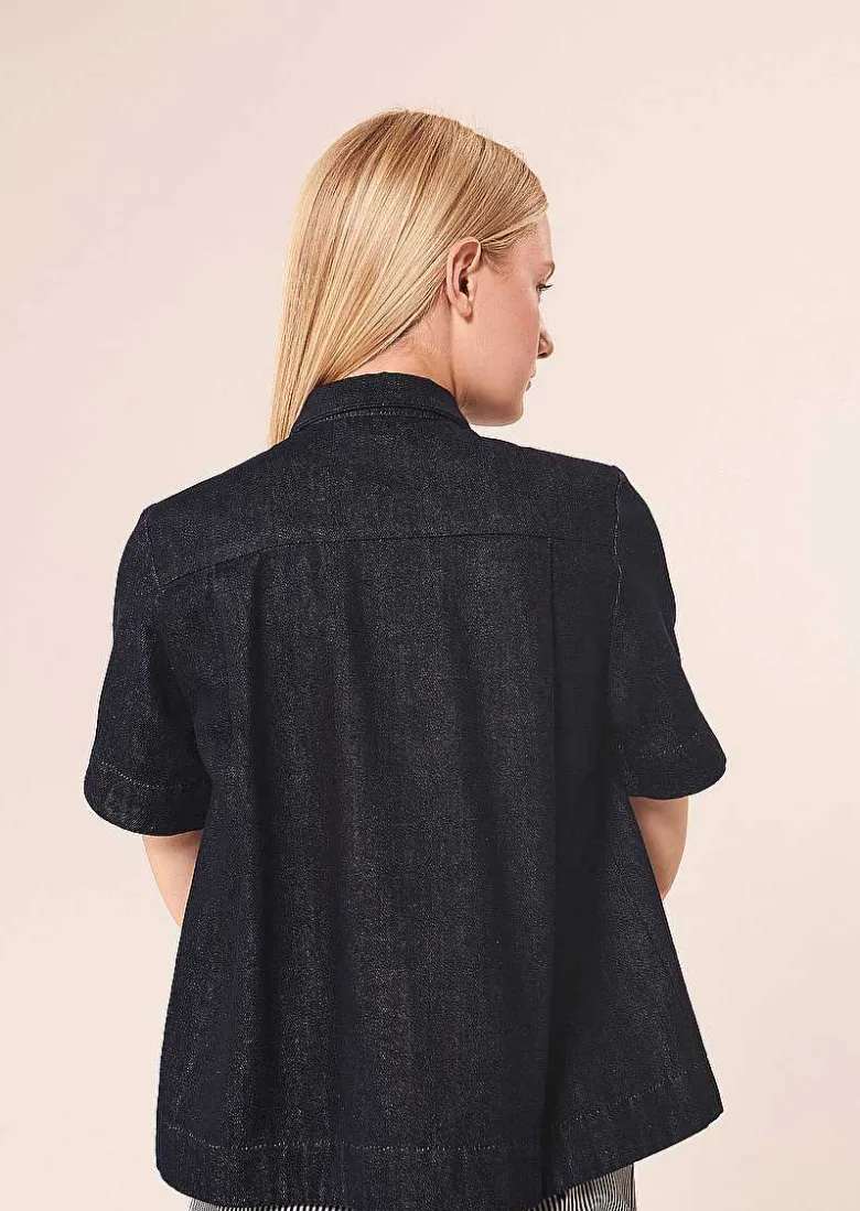 TARA JARMON Camilla Midnight Blue Denim Shirt Hot