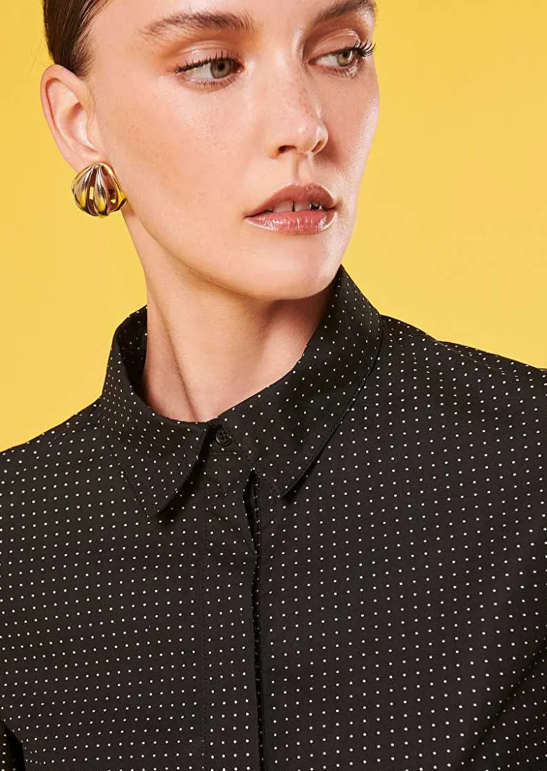 TARA JARMON Camille Black With White Polka Dots Shirt Cheap