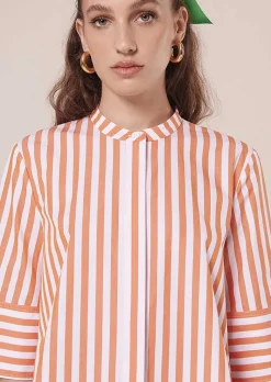 TARA JARMON Camilliana Orange With Stripes Poplin Shirt Shop