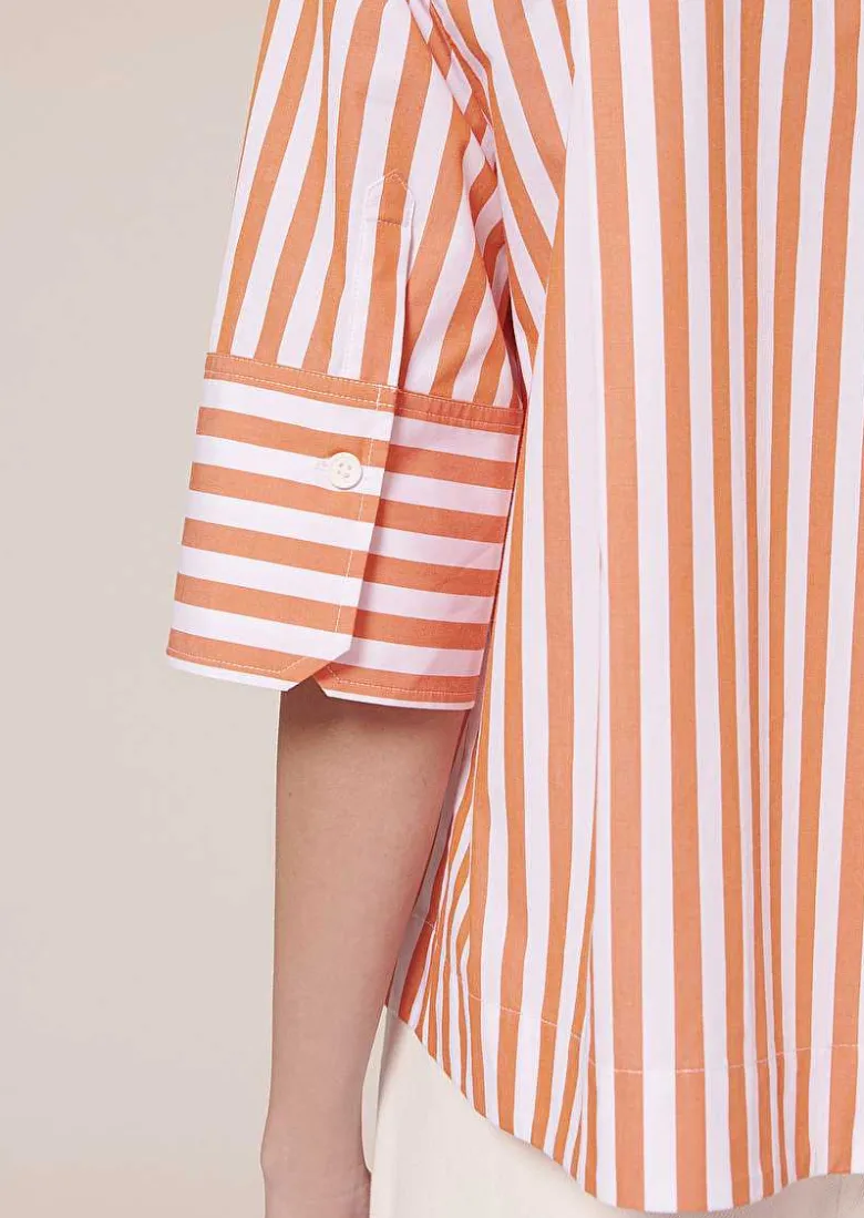TARA JARMON Camilliana Orange With Stripes Poplin Shirt Shop