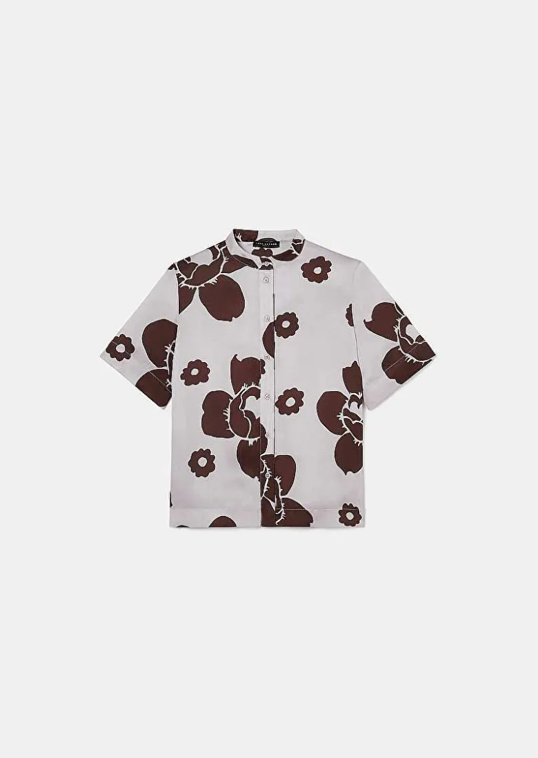 TARA JARMON Camin Purple Flower Printed Shirt Cheap