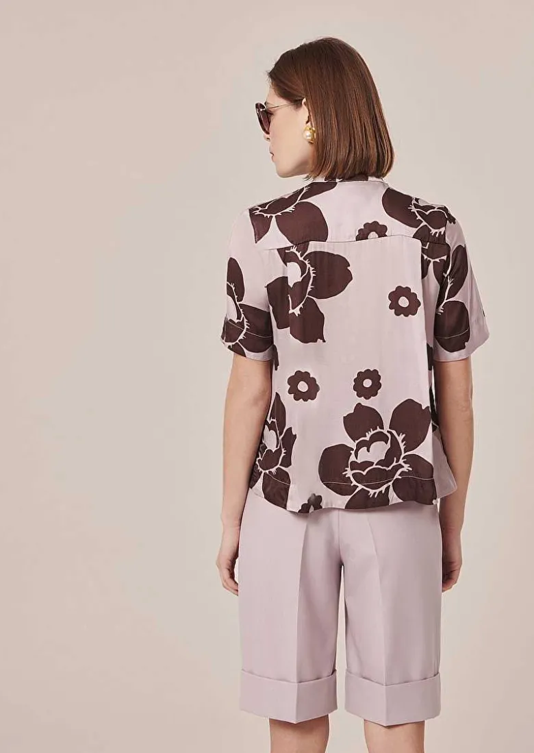 TARA JARMON Camin Purple Flower Printed Shirt Cheap