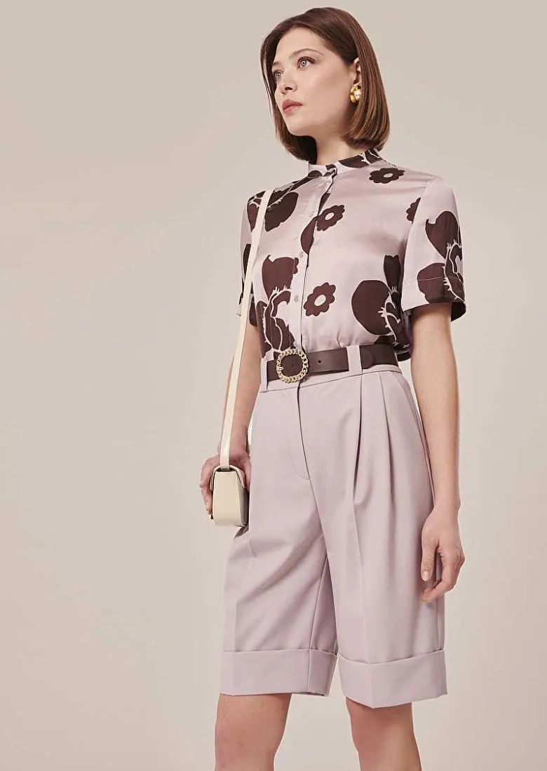TARA JARMON Camin Purple Flower Printed Shirt Cheap
