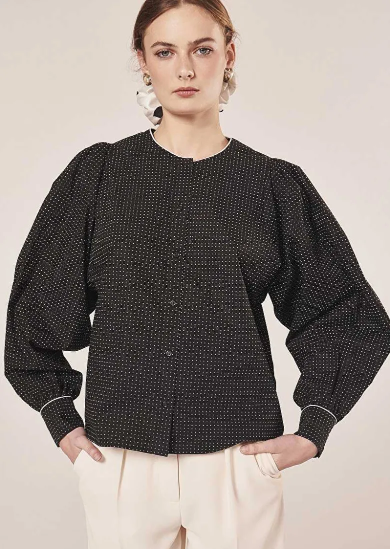 TARA JARMON Candice Black With White Polka Dots Shirt Shop