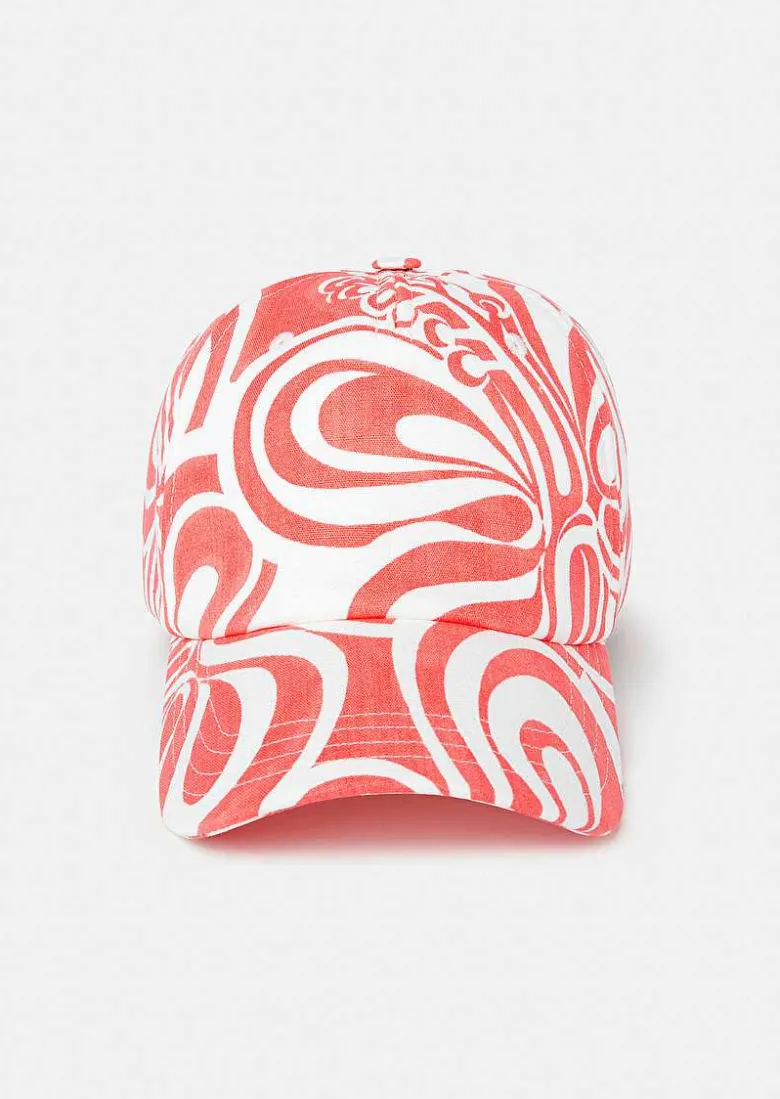 TARA JARMON Carole Ecru With Coral Graphic Design Cap Online