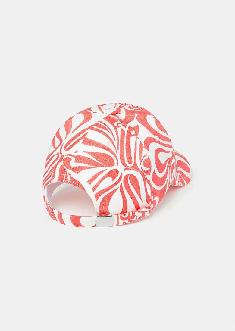TARA JARMON Carole Ecru With Coral Graphic Design Cap Online