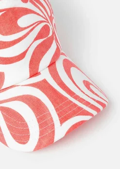 TARA JARMON Carole Ecru With Coral Graphic Design Cap Online