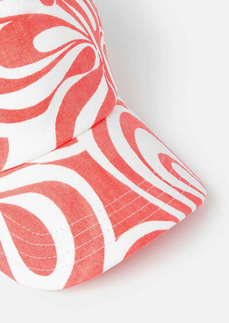 TARA JARMON Carole Ecru With Coral Graphic Design Cap Online