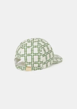 TARA JARMON Carole Ecru With Green Graphic Design Hat Clearance