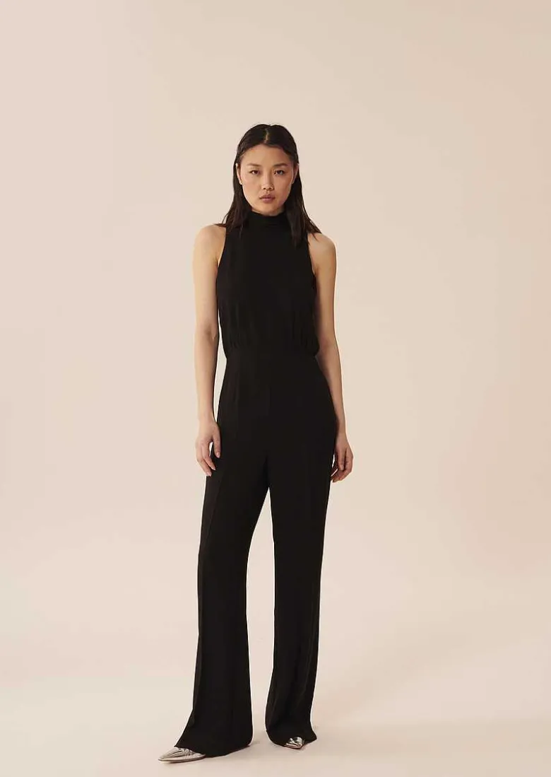 TARA JARMON Cecile Black Crepe Jumpsuit Shop