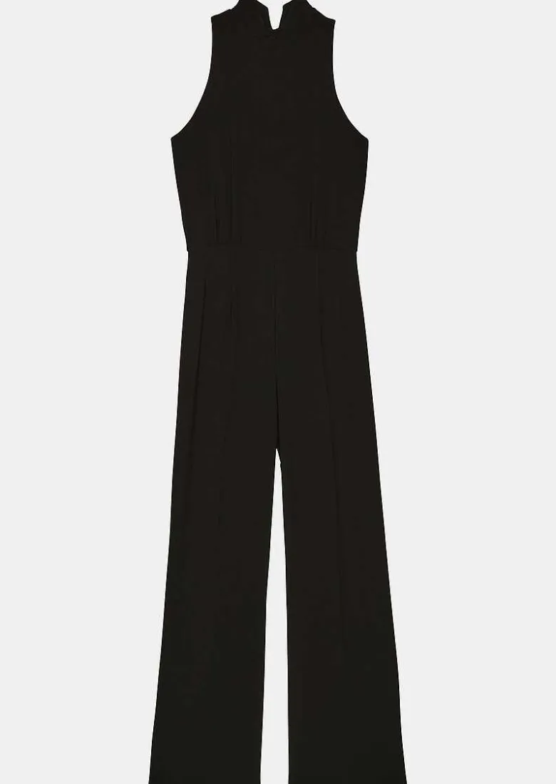 TARA JARMON Cecile Black Crepe Jumpsuit Shop