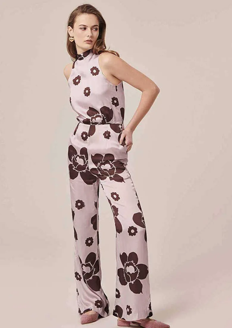 TARA JARMON Cecile Purple Flower Printed Jumpsuit Store