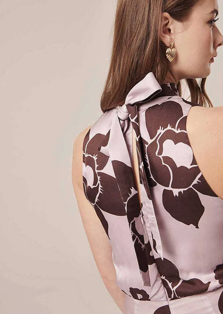 TARA JARMON Cecile Purple Flower Printed Jumpsuit Store