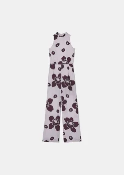 TARA JARMON Cecile Purple Flower Printed Jumpsuit Store