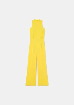 TARA JARMON Cecile Yellow Crepe Jumpsuit Clearance