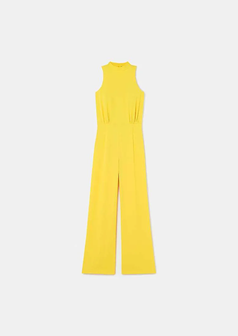 TARA JARMON Cecile Yellow Crepe Jumpsuit Clearance