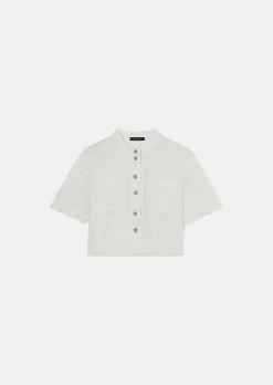 TARA JARMON Cheryl White Embroidered Shirt Outlet