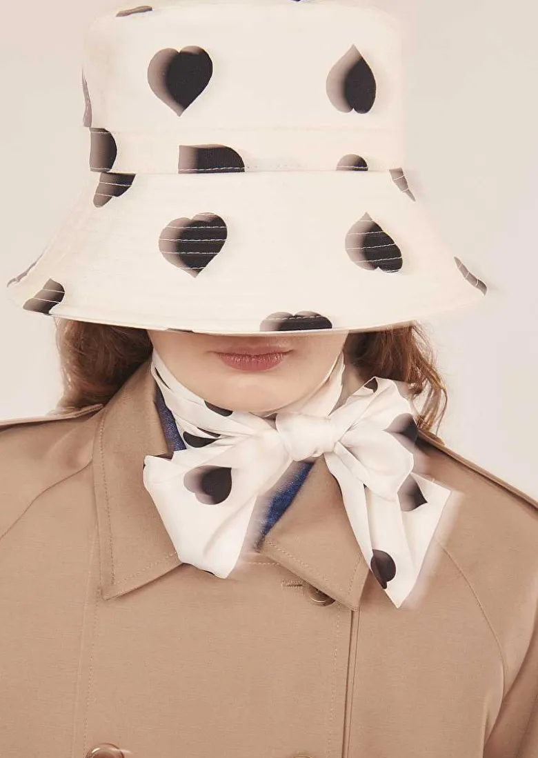 TARA JARMON Chloe Ecru With Black Polka Hearts Hat Outlet