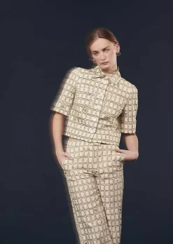 TARA JARMON Christine Ecru With Green Graphic Design Shirt Discount