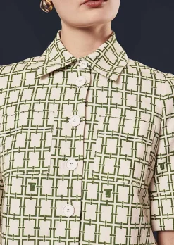 TARA JARMON Christine Ecru With Green Graphic Design Shirt Discount