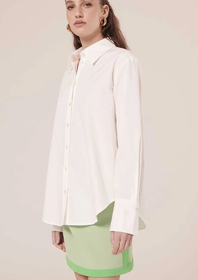TARA JARMON Clarence White Poplin Shirt New