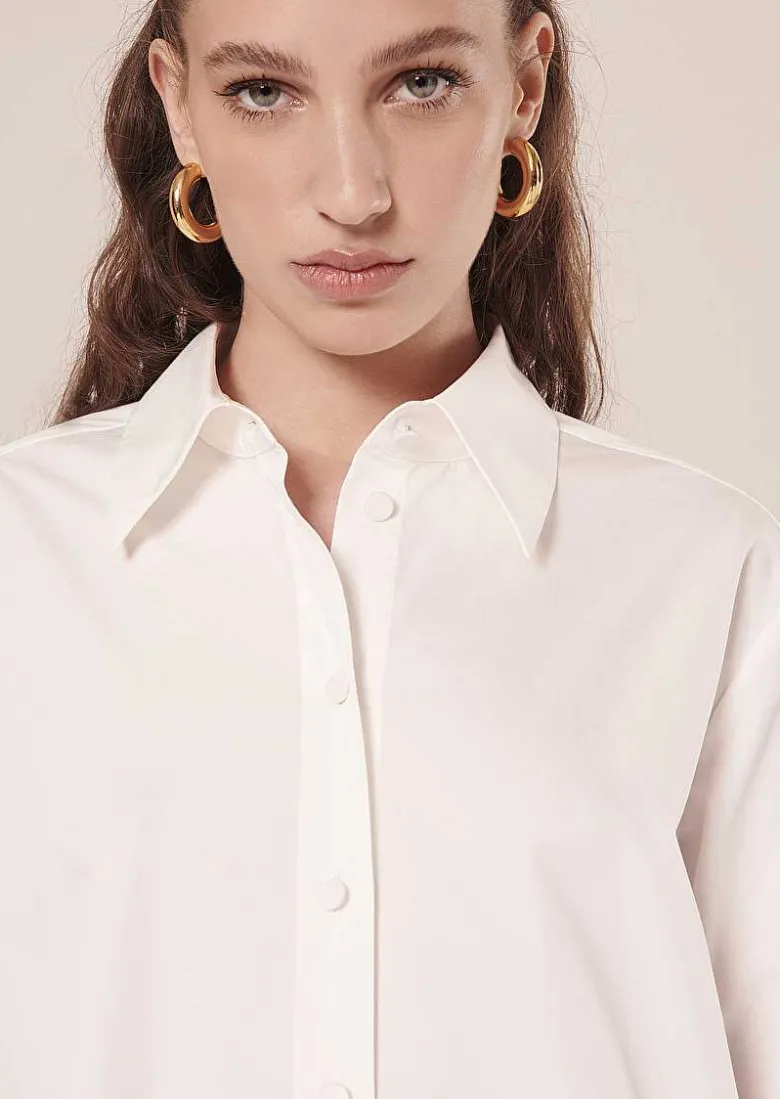 TARA JARMON Clarence White Poplin Shirt New