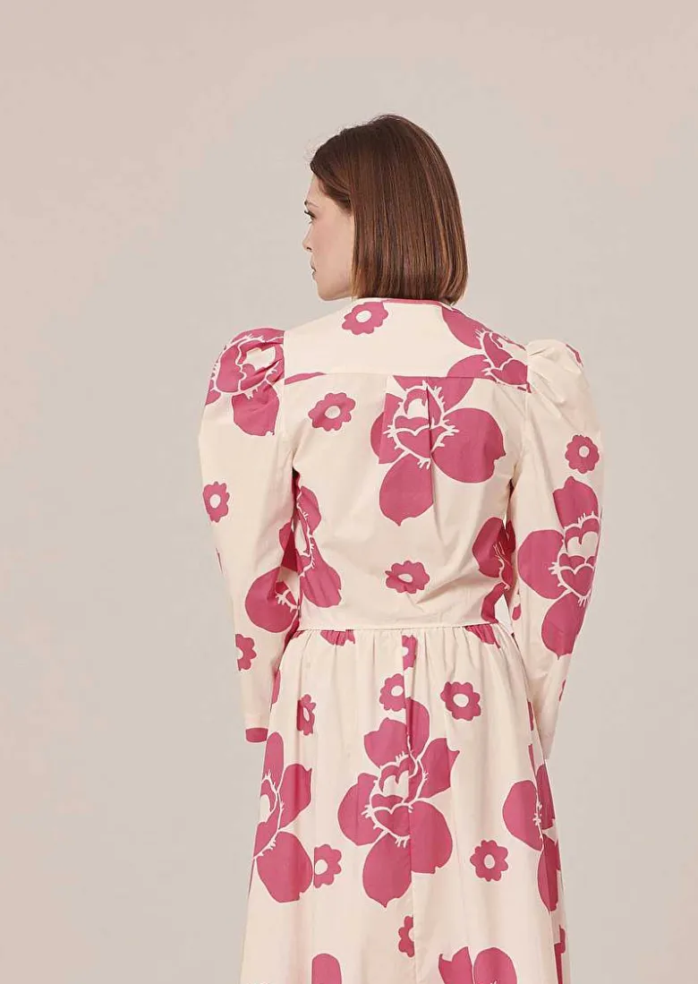 TARA JARMON Cleo Ecru Flower Printed Shirt Clearance