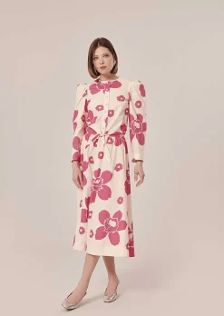 TARA JARMON Cleo Ecru Flower Printed Shirt Clearance
