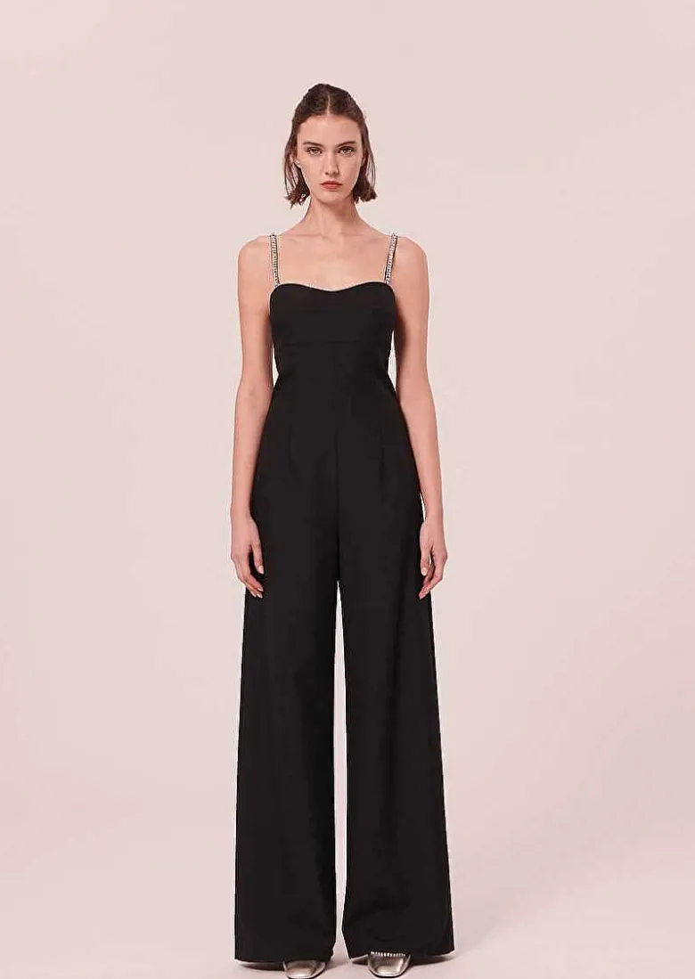 TARA JARMON Clotilde Black Cold Wool Jumpsuit Discount