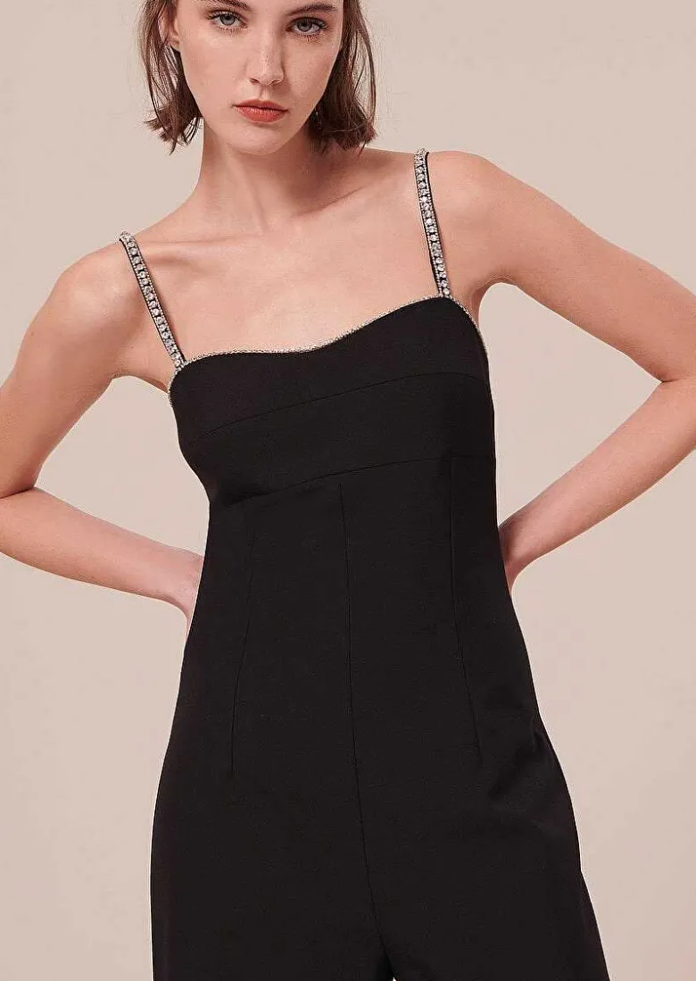 TARA JARMON Clotilde Black Cold Wool Jumpsuit Discount