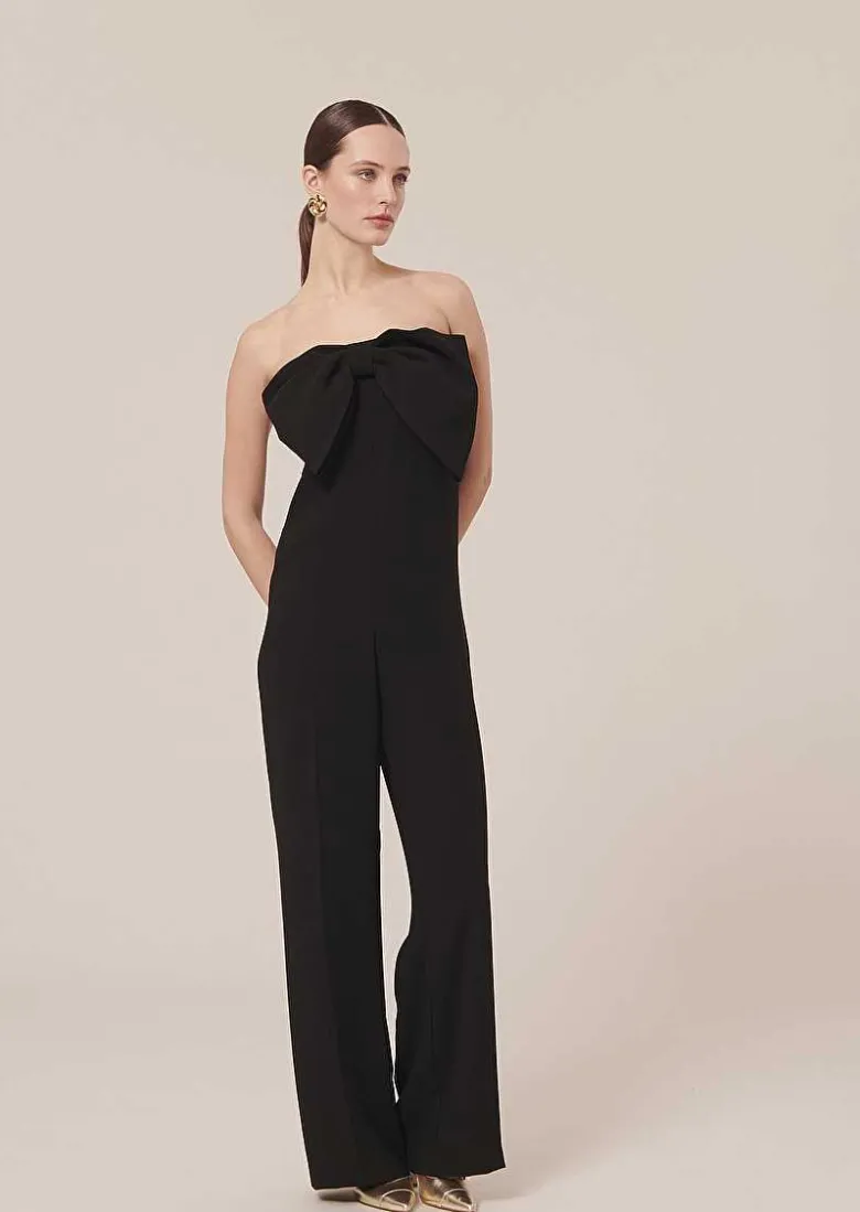 TARA JARMON Coeur Black Jumpsuit In Crepe Best